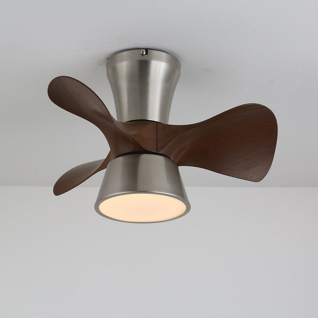 照明付きモダンシーリングファン 木製羽根 | 3段階速度・リモコン付き 55cm - Lamylie