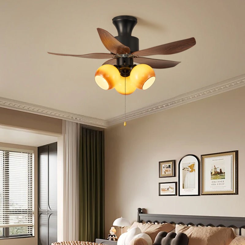 Florence Blossom Ceiling Fan with Lighting 90cm Wood Grain 6-Speed DC Motor - Lamylie