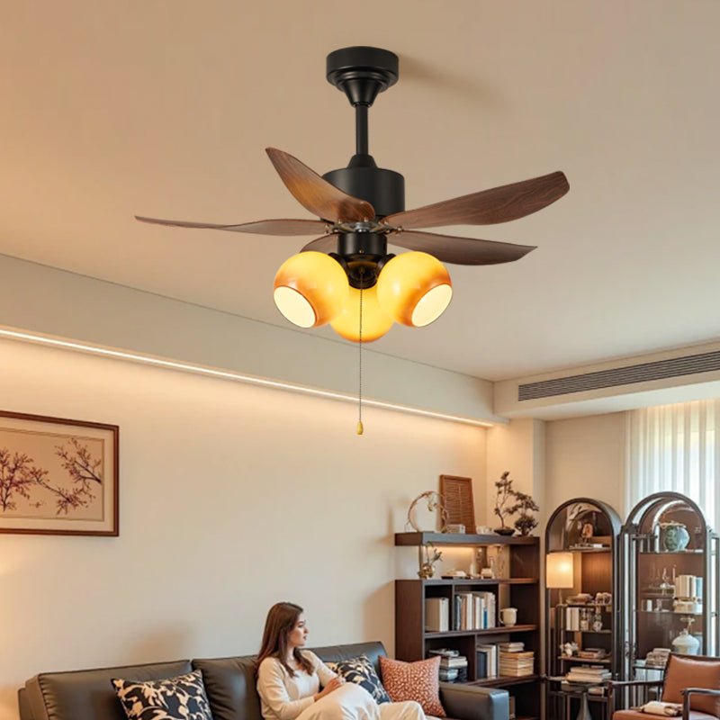 Florence Blossom Ceiling Fan with Lighting 90cm Wood Grain 6-Speed DC Motor - Lamylie