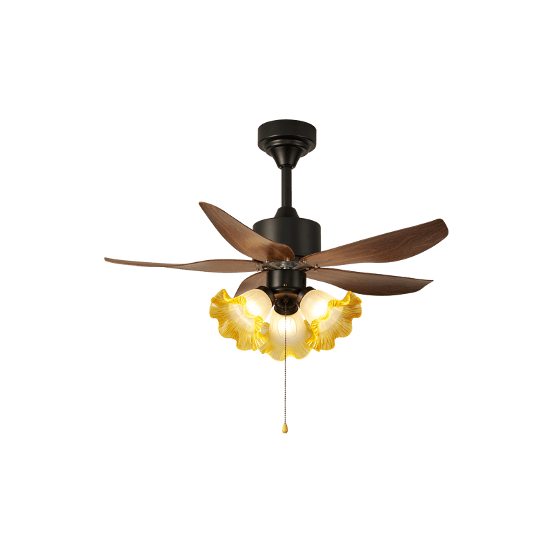 Florence Blossom Ceiling Fan with Lighting 90cm Wood Grain 6-Speed DC Motor - Lamylie