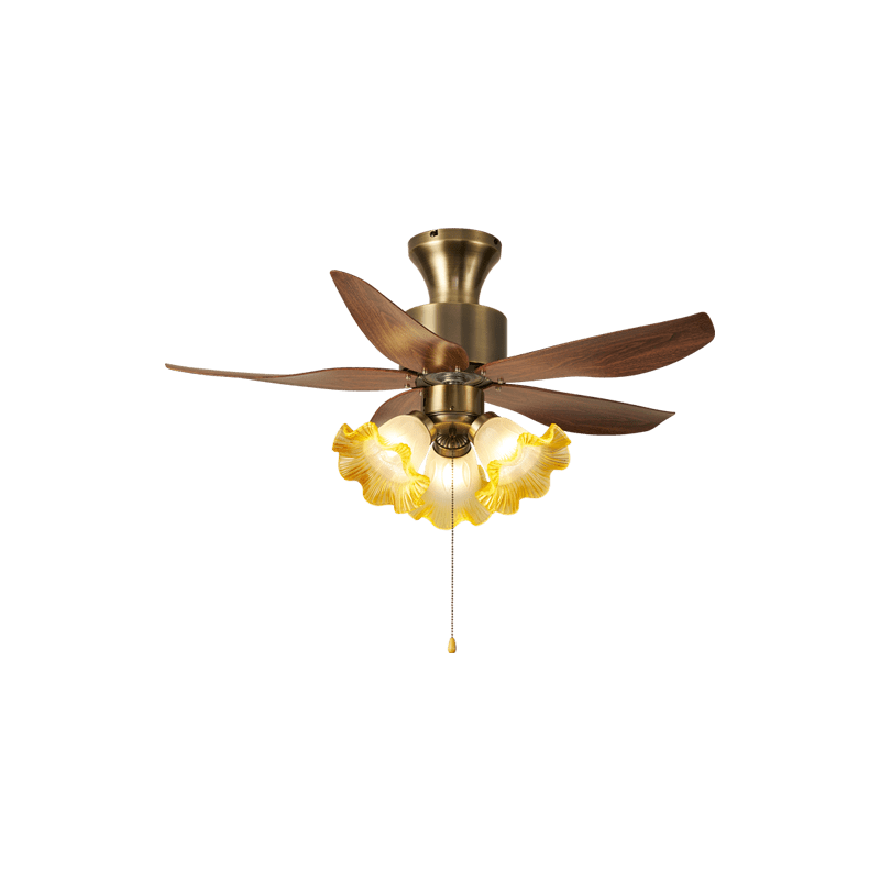 Florence Blossom Ceiling Fan with Lighting 90cm Wood Grain 6-Speed DC Motor - Lamylie
