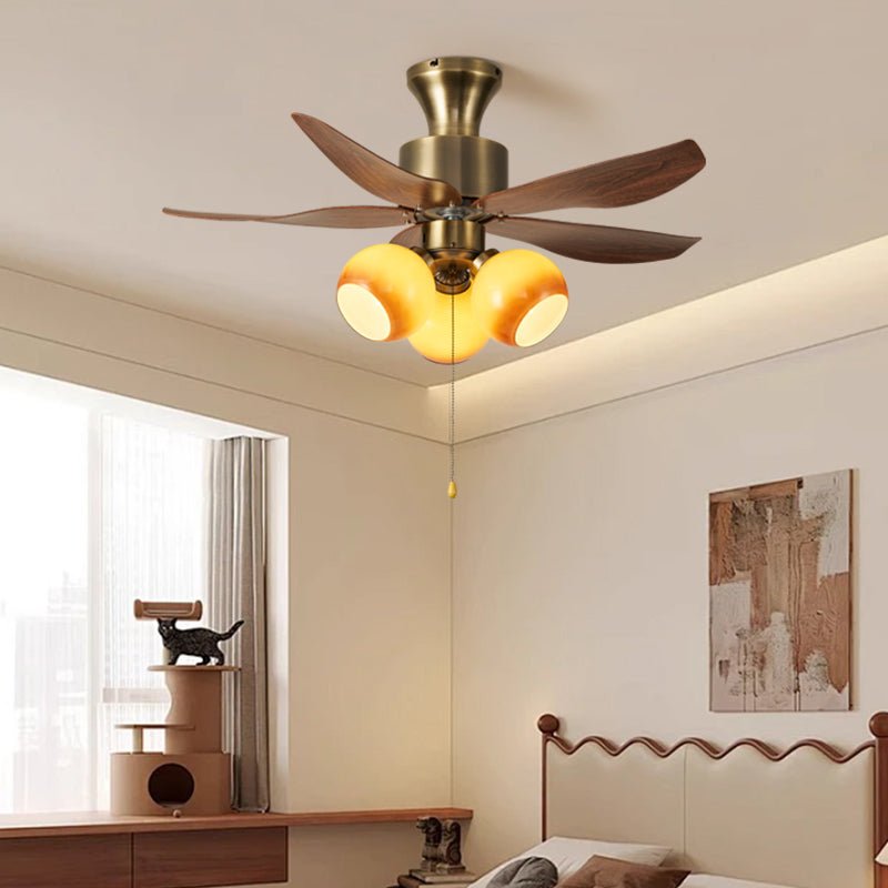 Florence Blossom Ceiling Fan with Lighting 90cm Wood Grain 6-Speed DC Motor - Lamylie