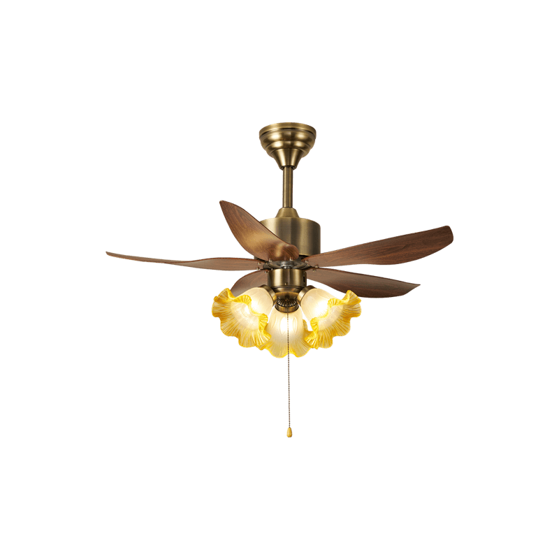 Florence Blossom Ceiling Fan with Lighting 90cm Wood Grain 6-Speed DC Motor - Lamylie
