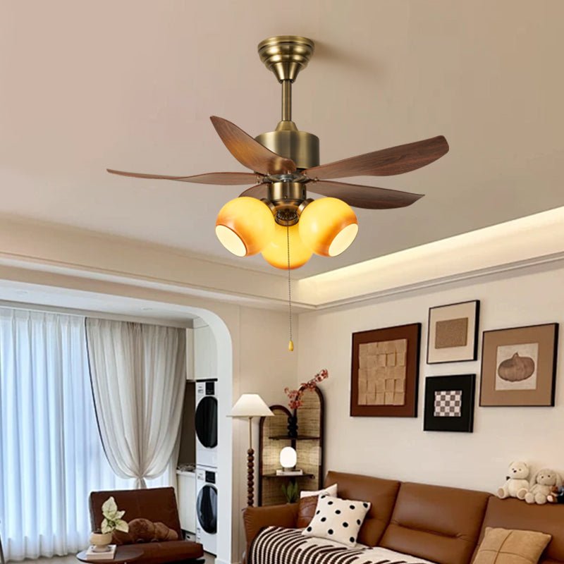 Florence Blossom Ceiling Fan with Lighting 90cm Wood Grain 6-Speed DC Motor - Lamylie