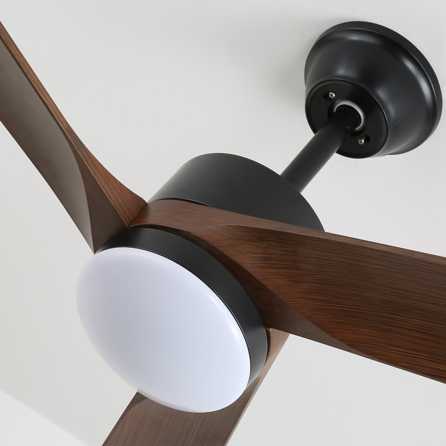 Modern mennyezeti ventilátor világítással, 132 cm, sötétbarna diófa | Fényerőszabályozható, 6 sebességfokozat, csendes motor – Lamylie