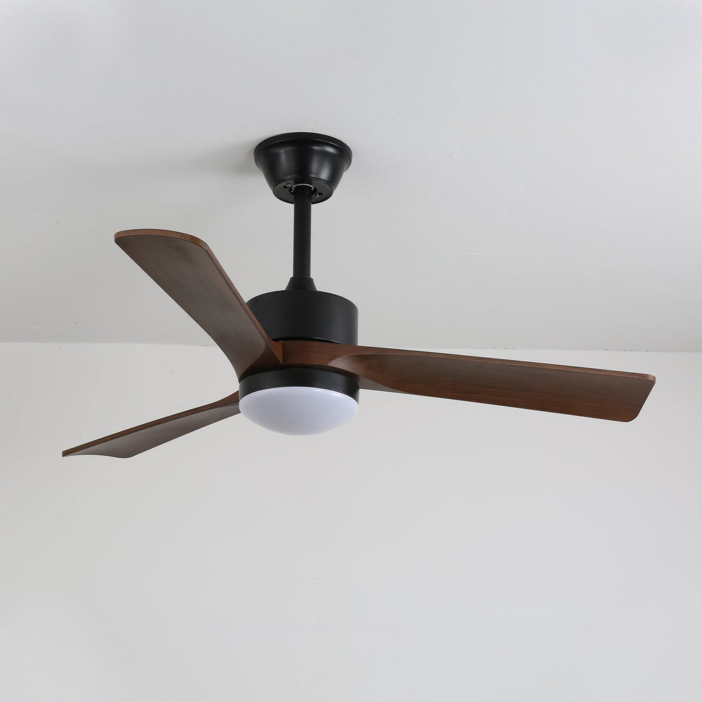 Modern mennyezeti ventilátor világítással, 132 cm, sötétbarna diófa | Fényerőszabályozható, 6 sebességfokozat, csendes motor – Lamylie