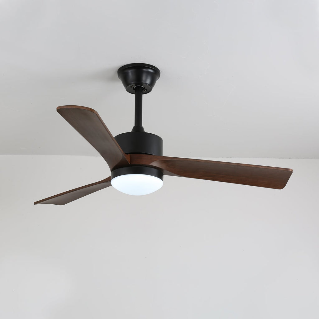 Ventilatore da soffitto moderno con illuminazione | Ventilatore di design Ø132 cm in legno e metallo con lampada LED - Lamylie