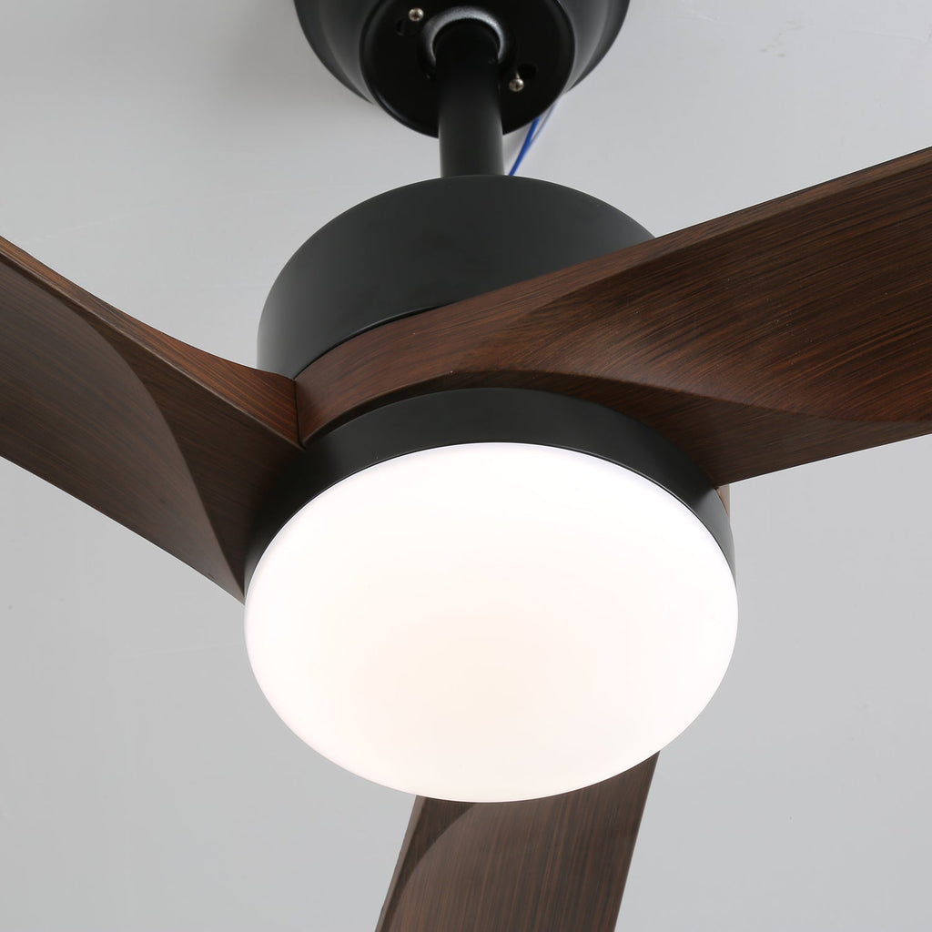 Modern mennyezeti ventilátor világítással, 132 cm, sötétbarna diófa | Fényerőszabályozható, 6 sebességfokozat, csendes motor – Lamylie