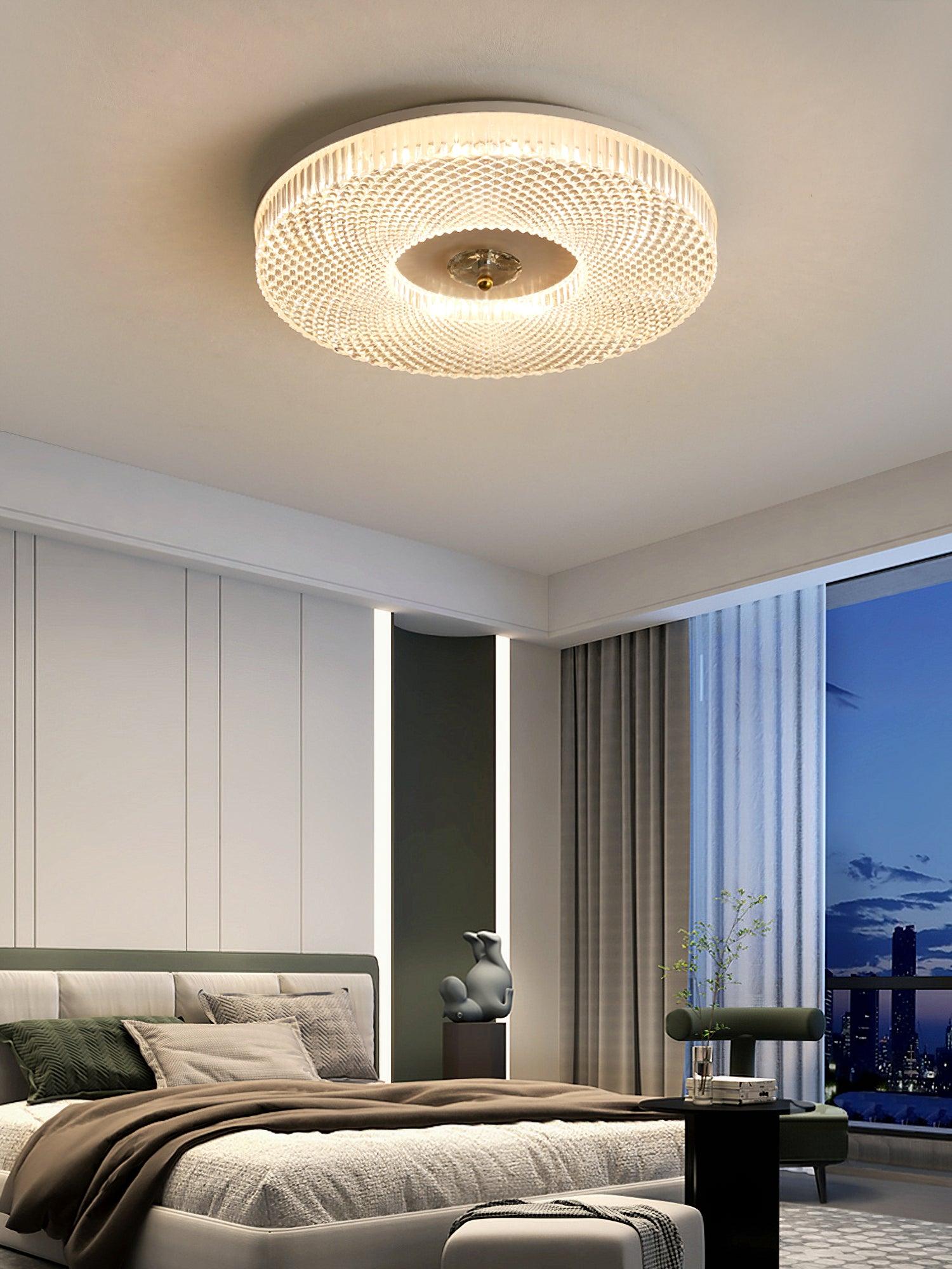 LED Ceiling Lamp Round Iron Acrylic Dimmable 3000K 4000K 6000K Black White Gold - Lamylie