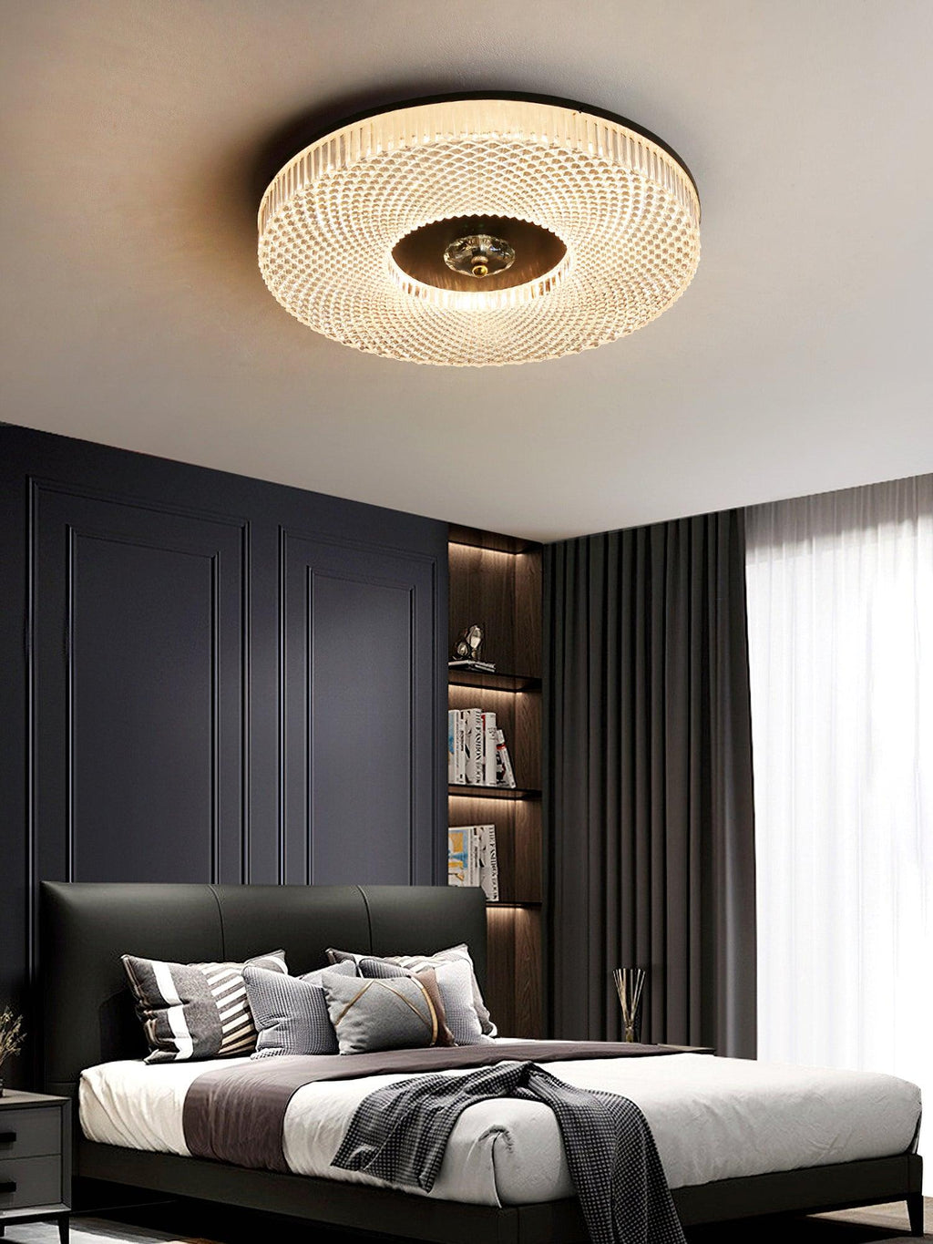 LED Ceiling Lamp Round Iron Acrylic Dimmable 3000K 4000K 6000K Black White Gold - Lamylie