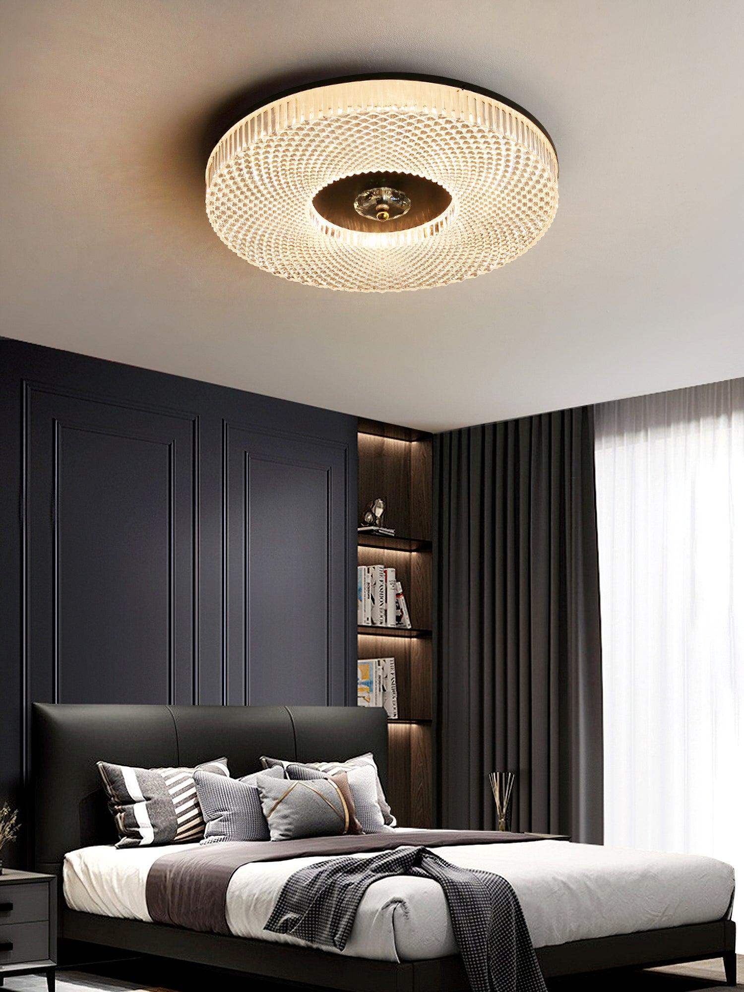 LED Ceiling Lamp Round Iron Acrylic Dimmable 3000K 4000K 6000K Black White Gold - Lamylie