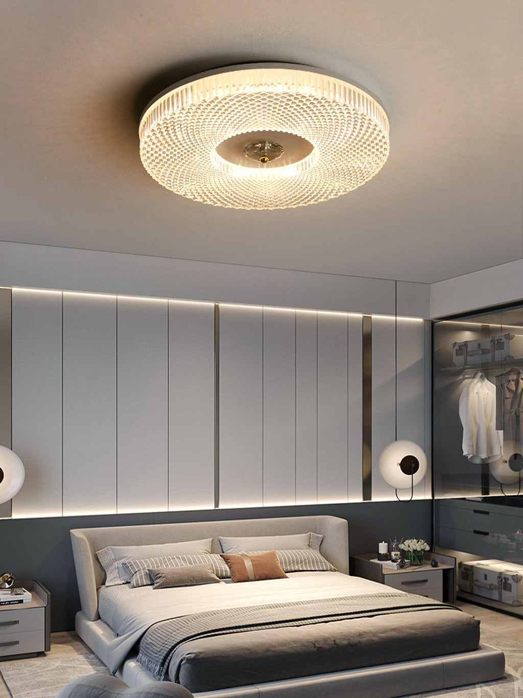 LED Ceiling Lamp Round Iron Acrylic Dimmable 3000K 4000K 6000K Black White Gold - Lamylie
