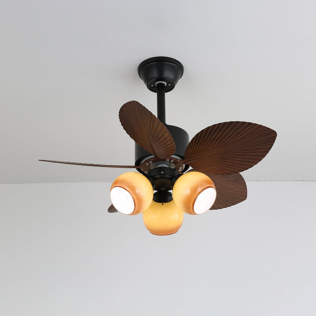 Tropický stropní ventilátor s integrovaným skleněným osvětlením | Funkce tichého motoru a 6 rychlostí - Lamylie