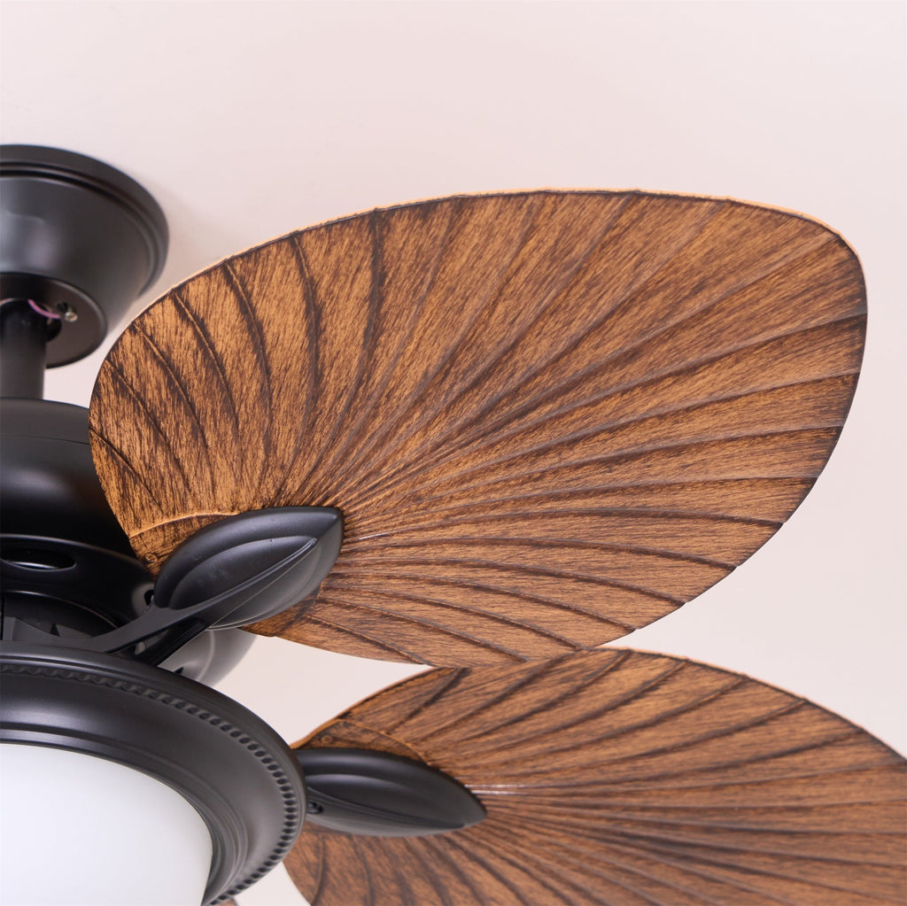 Tropical Wooden Ceiling Fan with Lighting | Remote Control 6 Speeds - Lamylie