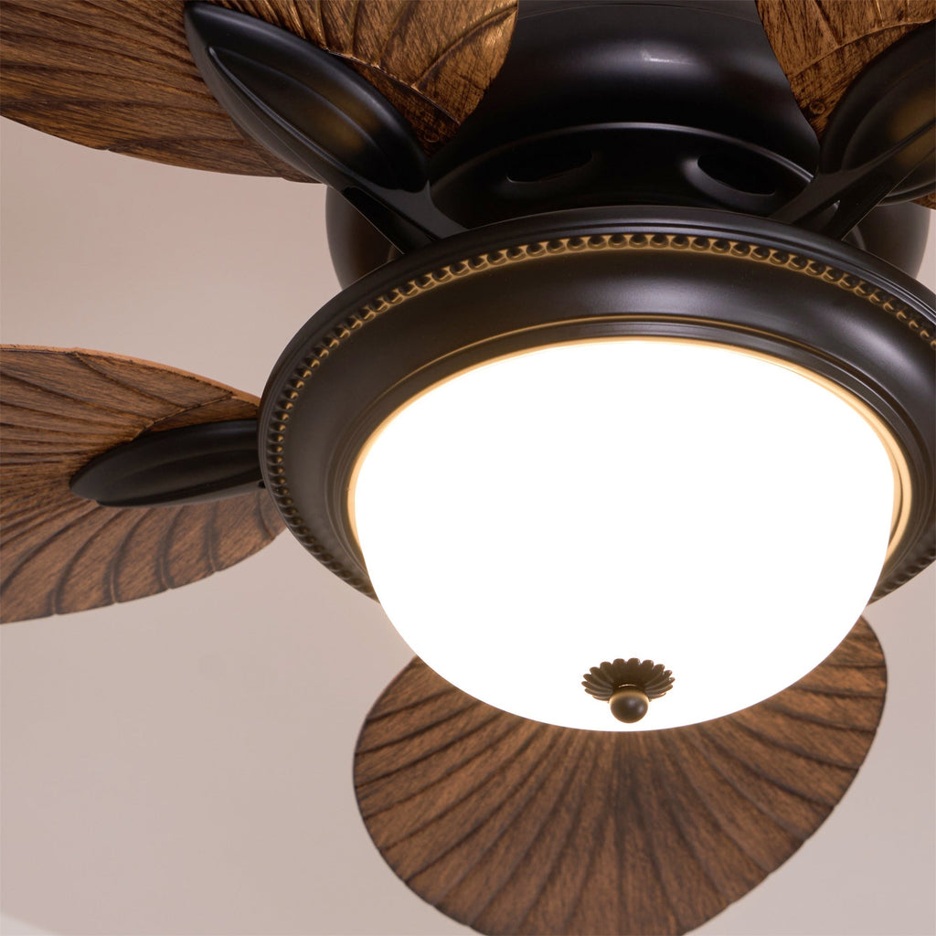 Tropical Wooden Ceiling Fan with Lighting | Remote Control 6 Speeds - Lamylie