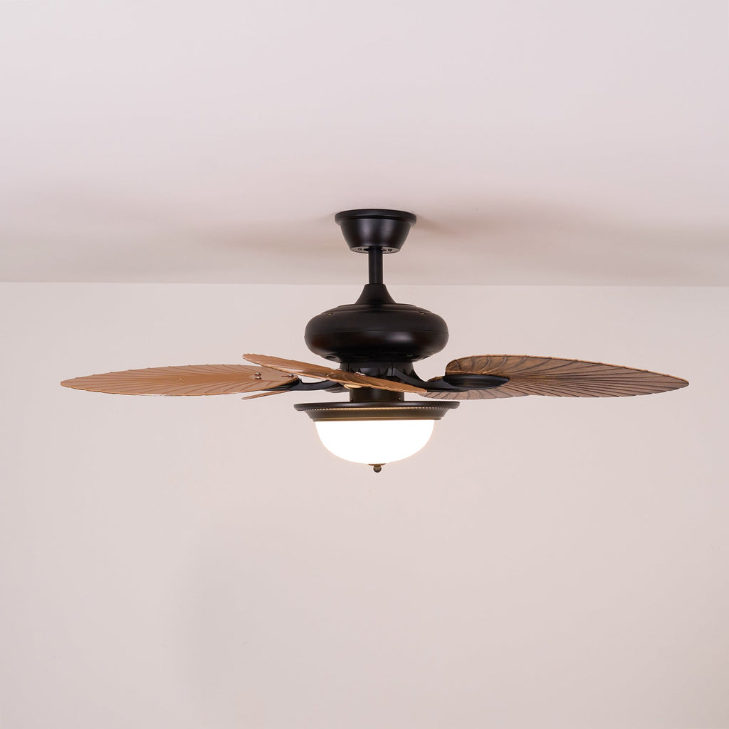 Tropical Wooden Ceiling Fan with Lighting | Remote Control 6 Speeds - Lamylie