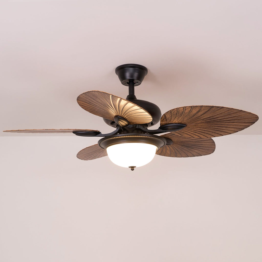 Tropical Wooden Ceiling Fan with Lighting | Remote Control 6 Speeds - Lamylie