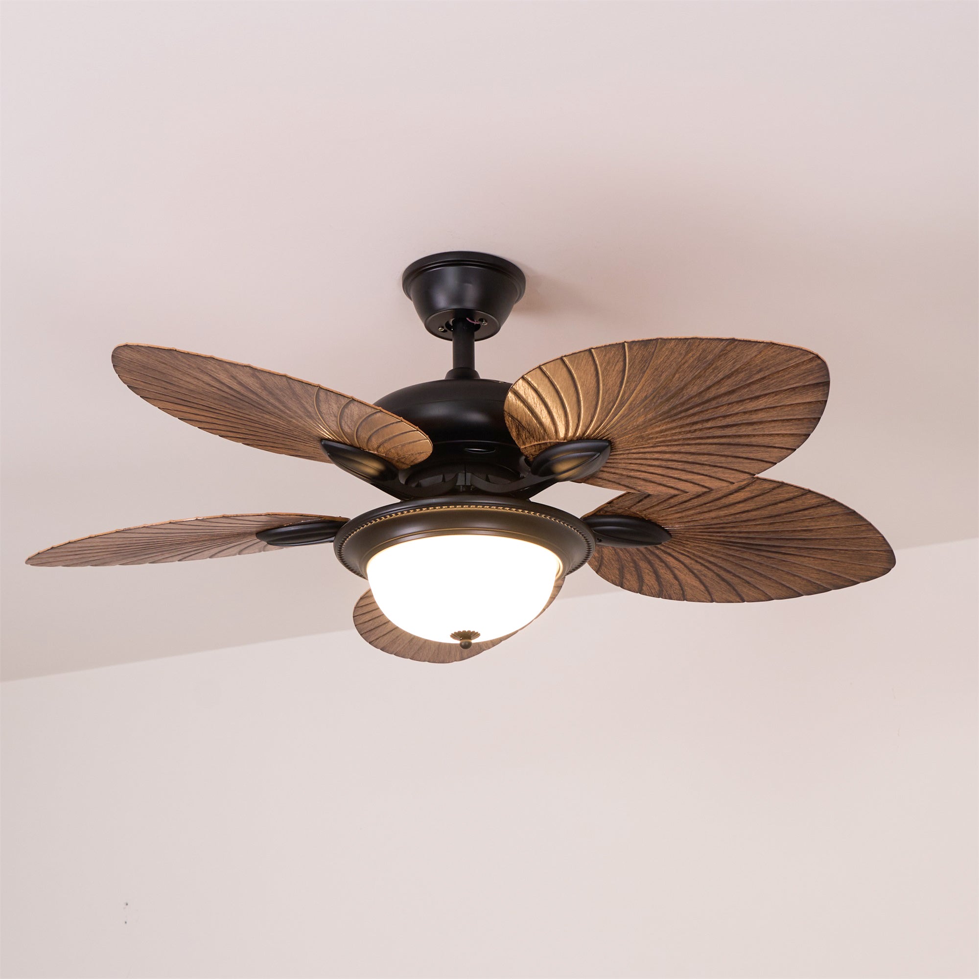Tropical Wooden Ceiling Fan with Lighting | Remote Control 6 Speeds - Lamylie