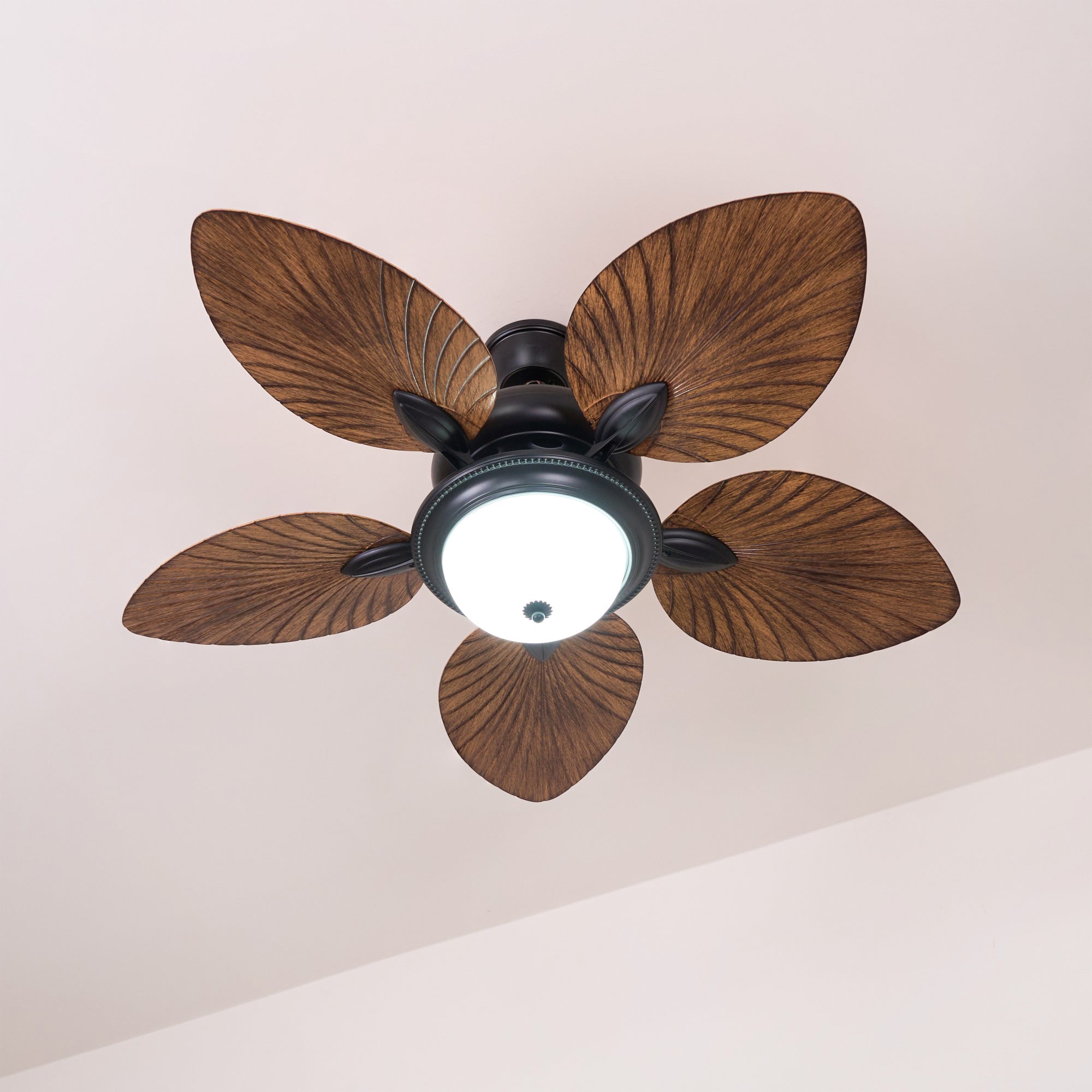 Tropical Wooden Ceiling Fan with Lighting | Remote Control 6 Speeds - Lamylie
