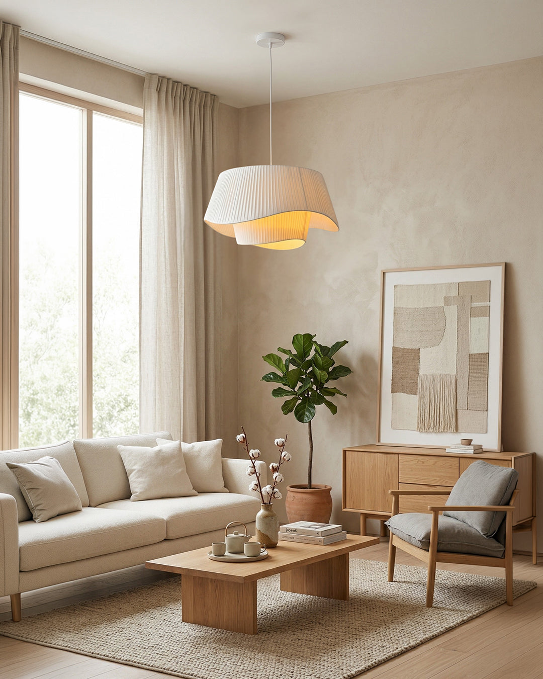 Moderne Tyvek Pendelleuchte Rundes Design Warmweiß Dimmbar Wohnzimmer Esszimmer Schlafzimmer Dekorative Deckenbeleuchtung - Lamylie