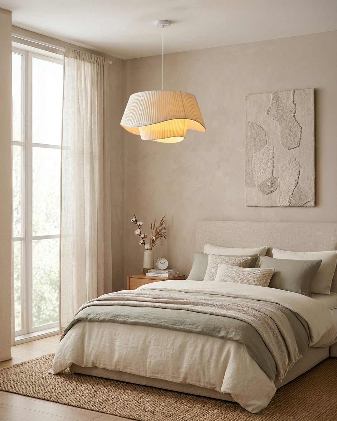 Modern Tyvek Pendant Lamp Round Design Warm White Dimmable Living Room Dining Room Bedroom Decorative Ceiling Lighting - Lamylie