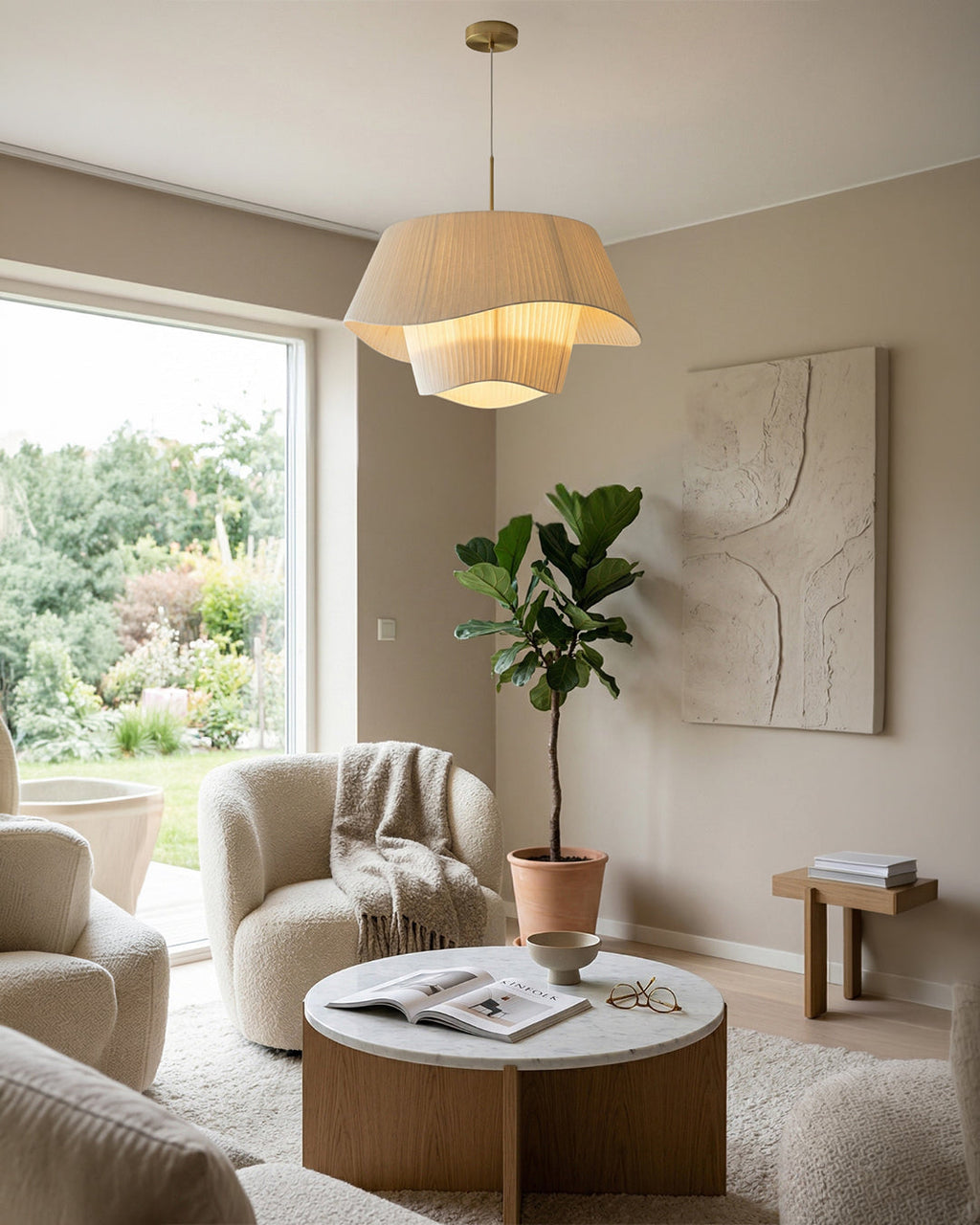 Moderne Tyvek Pendelleuchte Rundes Design Warmweiß Dimmbar Wohnzimmer Esszimmer Schlafzimmer Dekorative Deckenbeleuchtung - Lamylie