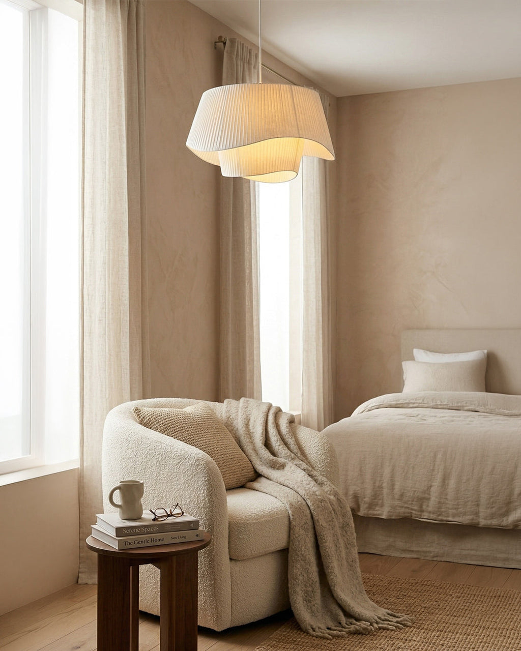 Moderne Tyvek Pendelleuchte Rundes Design Warmweiß Dimmbar Wohnzimmer Esszimmer Schlafzimmer Dekorative Deckenbeleuchtung - Lamylie