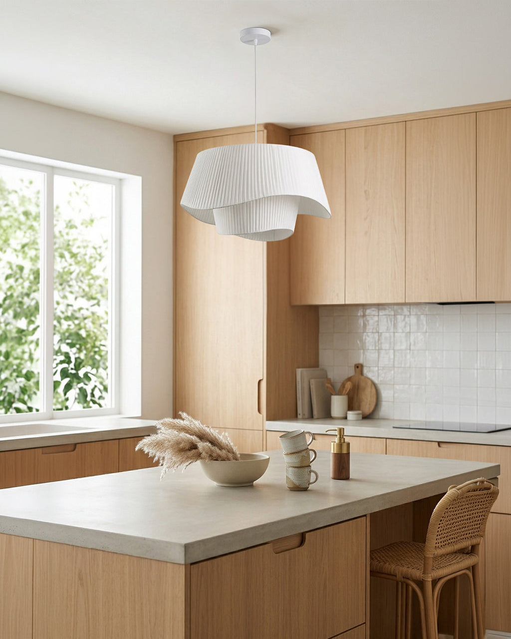 Moderne Tyvek Pendelleuchte Rundes Design Warmweiß Dimmbar Wohnzimmer Esszimmer Schlafzimmer Dekorative Deckenbeleuchtung - Lamylie