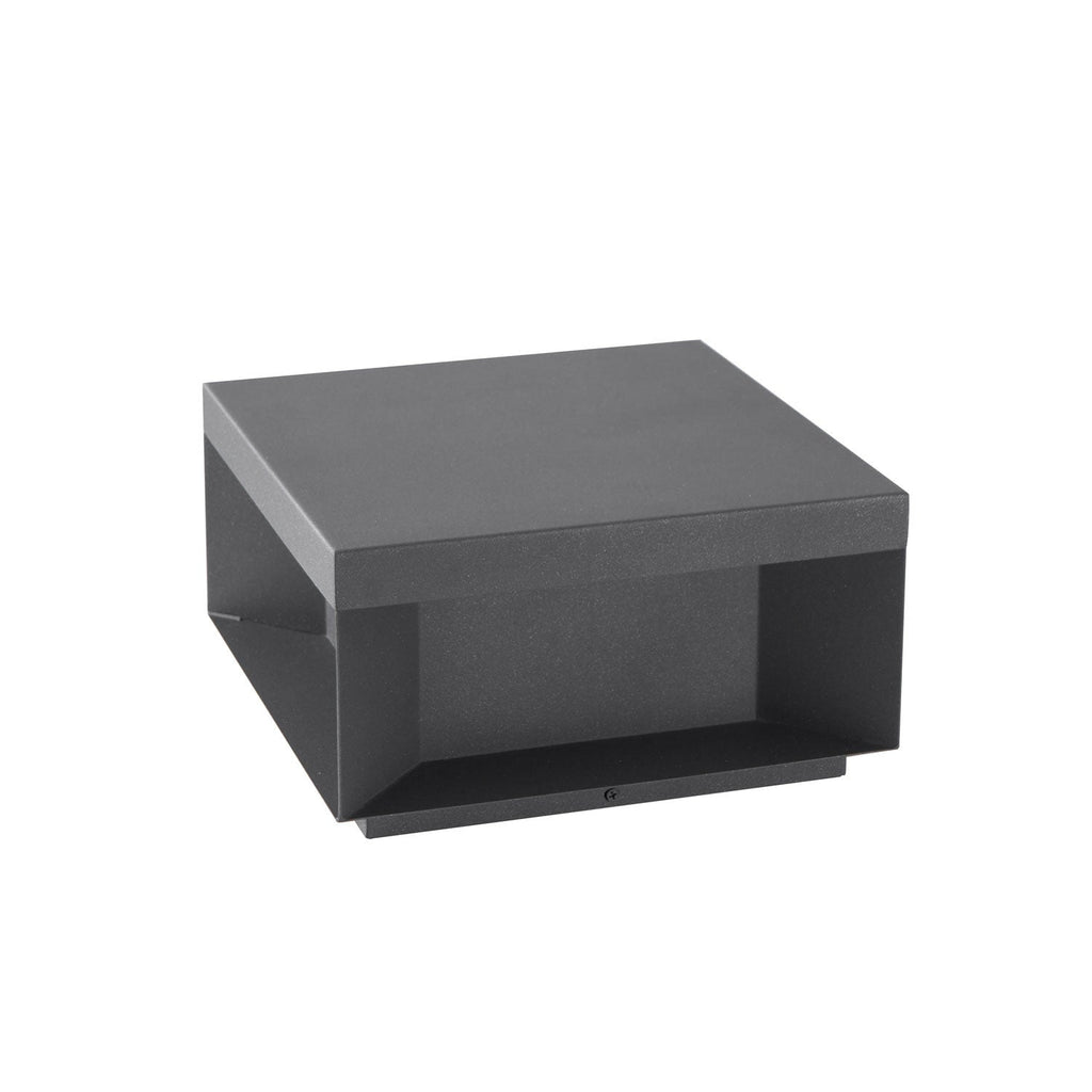 Outdoor-Gartenlampe Quadrat — Wasserdicht IP65 Pfostenleuchte Schwarz Metall & Mattiertes Glas — 20×20×10 cm / 30×30×15 cm / 40×40×20 cm / 50×50×35 cm — Solarpanel oder Netzanschluss — 3000K/4000K/6000K — Einfahrt, Terrasse, Weg & Zaun - Lamylie
