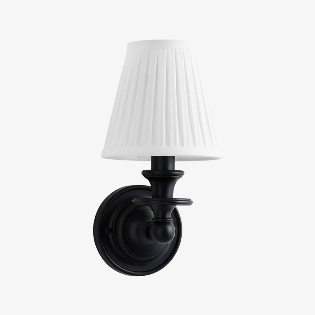 Wall Lamp with Fabric Shade and Gooseneck Arm | Wrought Iron Fixture with Adjustable Reading Lamp - Lamylie