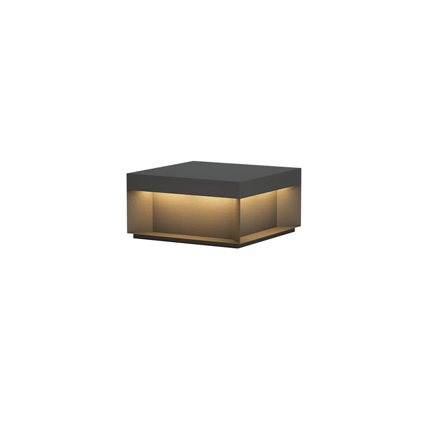 Outdoor-Gartenlampe Quadrat — Wasserdicht IP65 Pfostenleuchte Schwarz Metall & Mattiertes Glas — 20×20×10 cm / 30×30×15 cm / 40×40×20 cm / 50×50×35 cm — Solarpanel oder Netzanschluss — 3000K/4000K/6000K — Einfahrt, Terrasse, Weg & Zaun - Lamylie