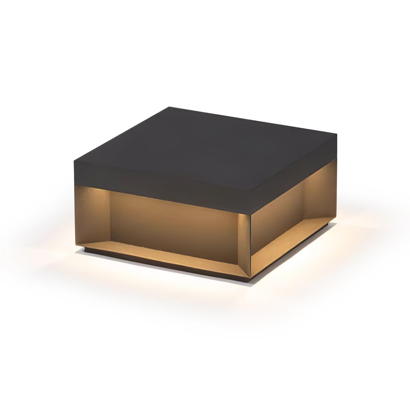 Outdoor-Gartenlampe Quadrat — Wasserdicht IP65 Pfostenleuchte Schwarz Metall & Mattiertes Glas — 20×20×10 cm / 30×30×15 cm / 40×40×20 cm / 50×50×35 cm — Solarpanel oder Netzanschluss — 3000K/4000K/6000K — Einfahrt, Terrasse, Weg & Zaun - Lamylie