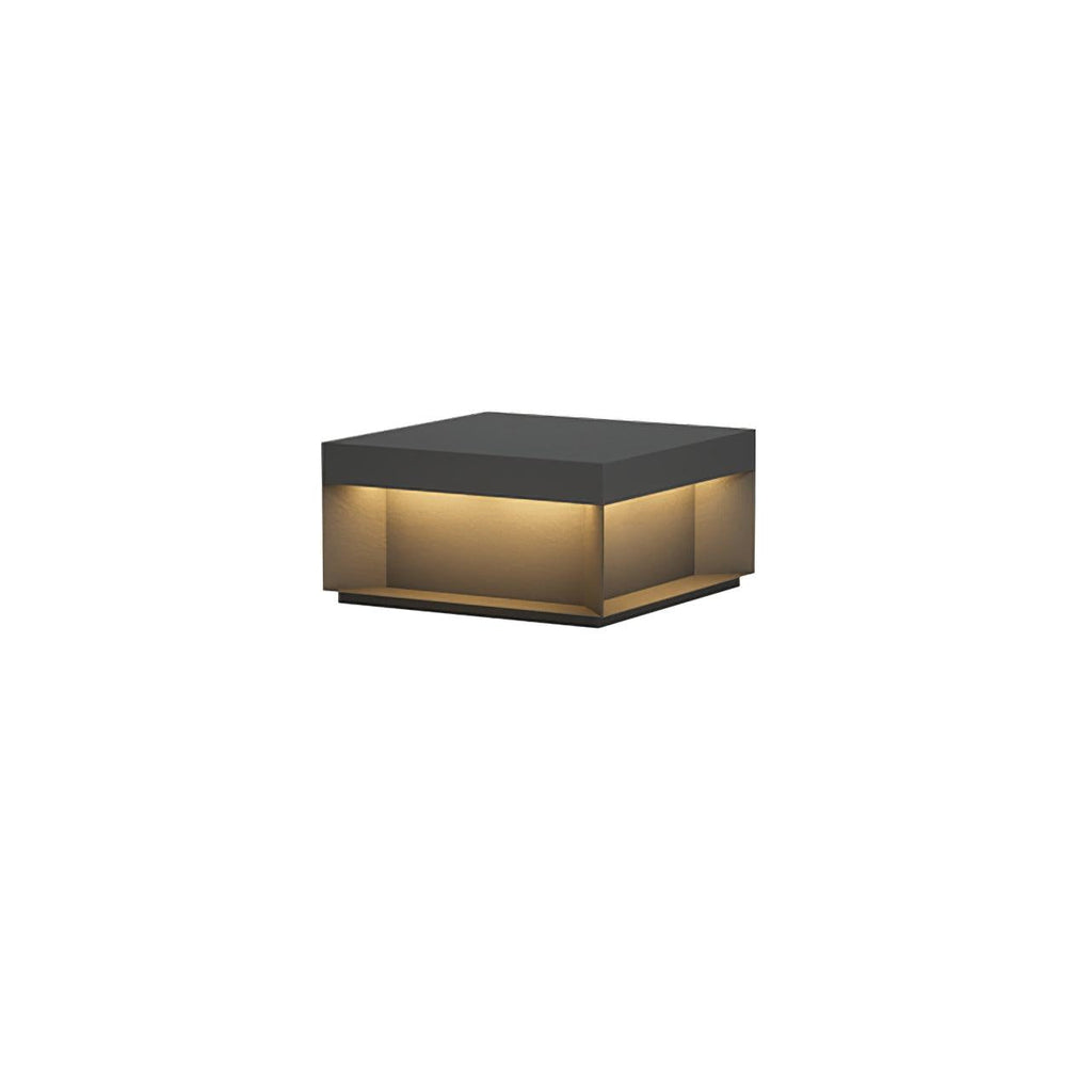 Outdoor-Gartenlampe Quadrat — Wasserdicht IP65 Pfostenleuchte Schwarz Metall & Mattiertes Glas — 20×20×10 cm / 30×30×15 cm / 40×40×20 cm / 50×50×35 cm — Solarpanel oder Netzanschluss — 3000K/4000K/6000K — Einfahrt, Terrasse, Weg & Zaun - Lamylie