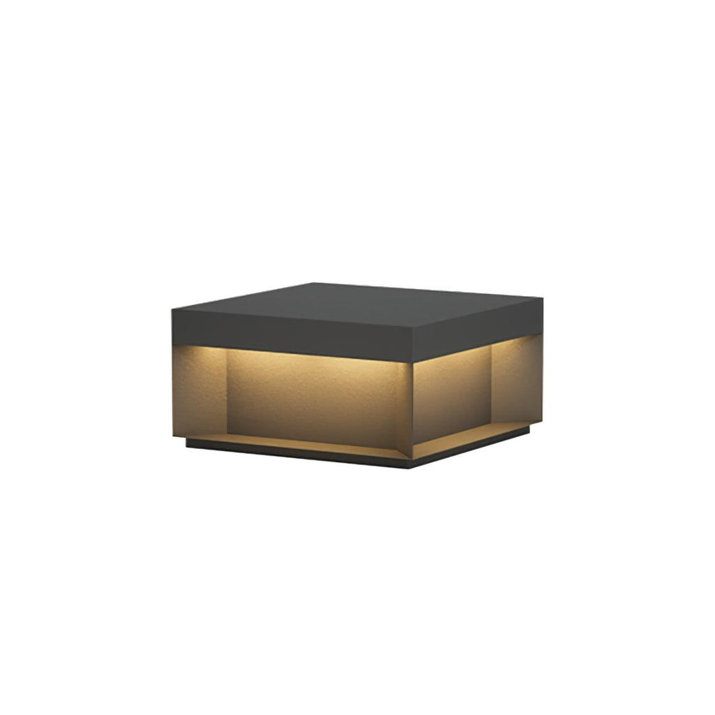 Outdoor-Gartenlampe Quadrat — Wasserdicht IP65 Pfostenleuchte Schwarz Metall & Mattiertes Glas — 20×20×10 cm / 30×30×15 cm / 40×40×20 cm / 50×50×35 cm — Solarpanel oder Netzanschluss — 3000K/4000K/6000K — Einfahrt, Terrasse, Weg & Zaun - Lamylie