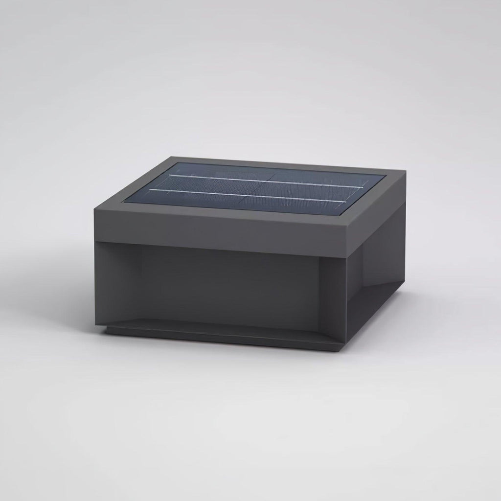 Outdoor-Gartenlampe Quadrat — Wasserdicht IP65 Pfostenleuchte Schwarz Metall & Mattiertes Glas — 20×20×10 cm / 30×30×15 cm / 40×40×20 cm / 50×50×35 cm — Solarpanel oder Netzanschluss — 3000K/4000K/6000K — Einfahrt, Terrasse, Weg & Zaun - Lamylie