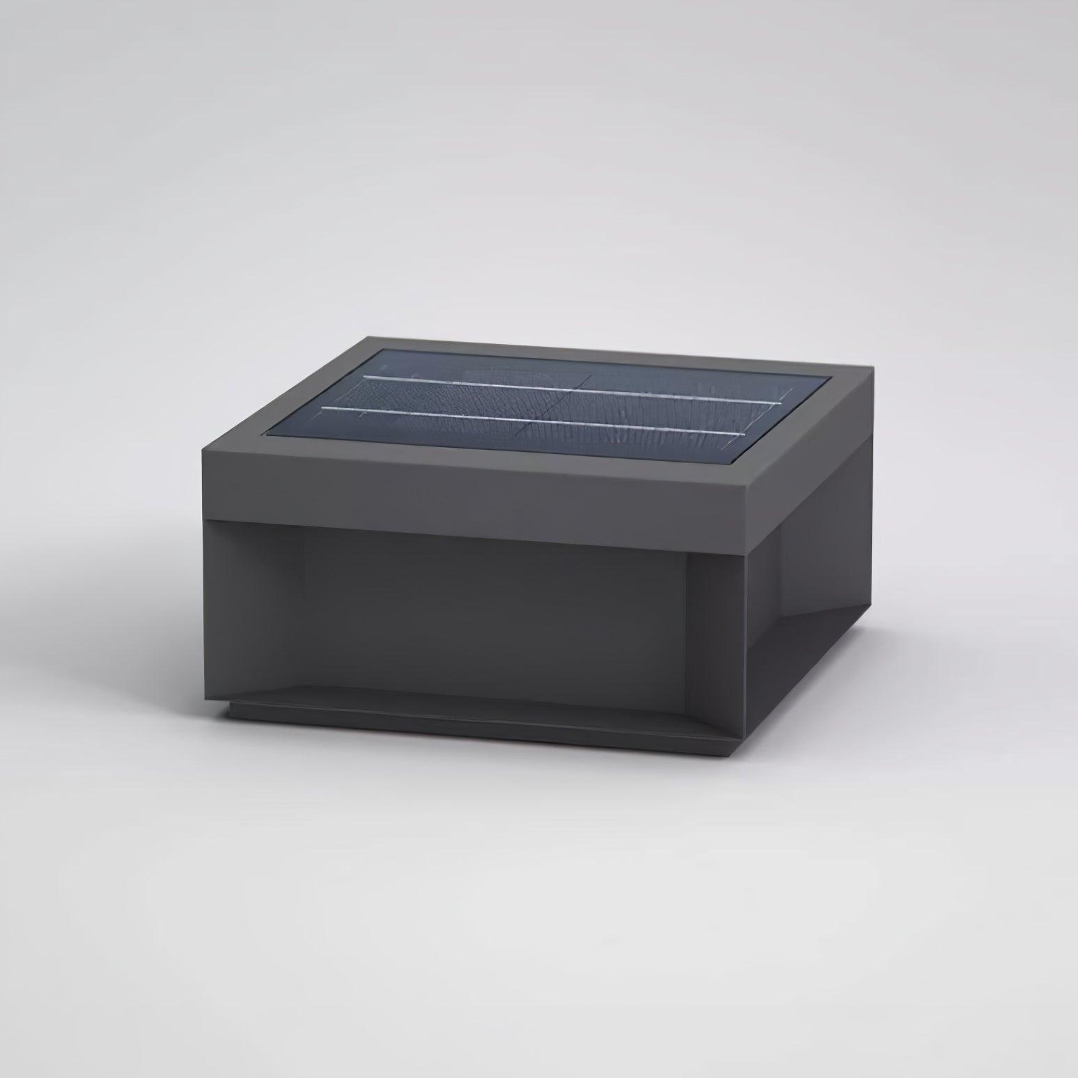 Outdoor-Gartenlampe Quadrat — Wasserdicht IP65 Pfostenleuchte Schwarz Metall & Mattiertes Glas — 20×20×10 cm / 30×30×15 cm / 40×40×20 cm / 50×50×35 cm — Solarpanel oder Netzanschluss — 3000K/4000K/6000K — Einfahrt, Terrasse, Weg & Zaun - Lamylie