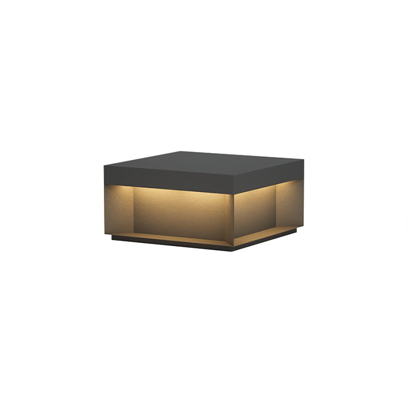 Outdoor-Gartenlampe Quadrat — Wasserdicht IP65 Pfostenleuchte Schwarz Metall & Mattiertes Glas — 20×20×10 cm / 30×30×15 cm / 40×40×20 cm / 50×50×35 cm — Solarpanel oder Netzanschluss — 3000K/4000K/6000K — Einfahrt, Terrasse, Weg & Zaun - Lamylie