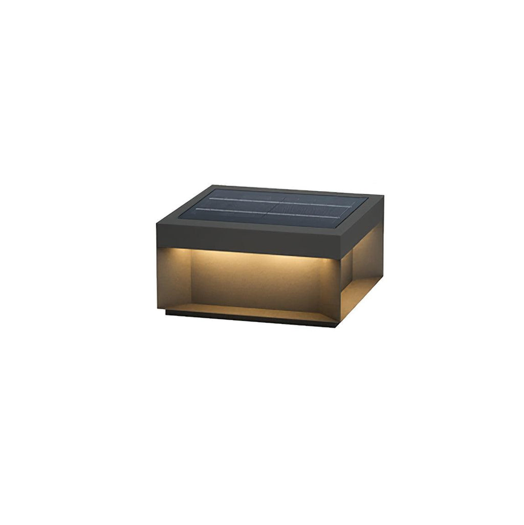 Outdoor-Gartenlampe Quadrat — Wasserdicht IP65 Pfostenleuchte Schwarz Metall & Mattiertes Glas — 20×20×10 cm / 30×30×15 cm / 40×40×20 cm / 50×50×35 cm — Solarpanel oder Netzanschluss — 3000K/4000K/6000K — Einfahrt, Terrasse, Weg & Zaun - Lamylie