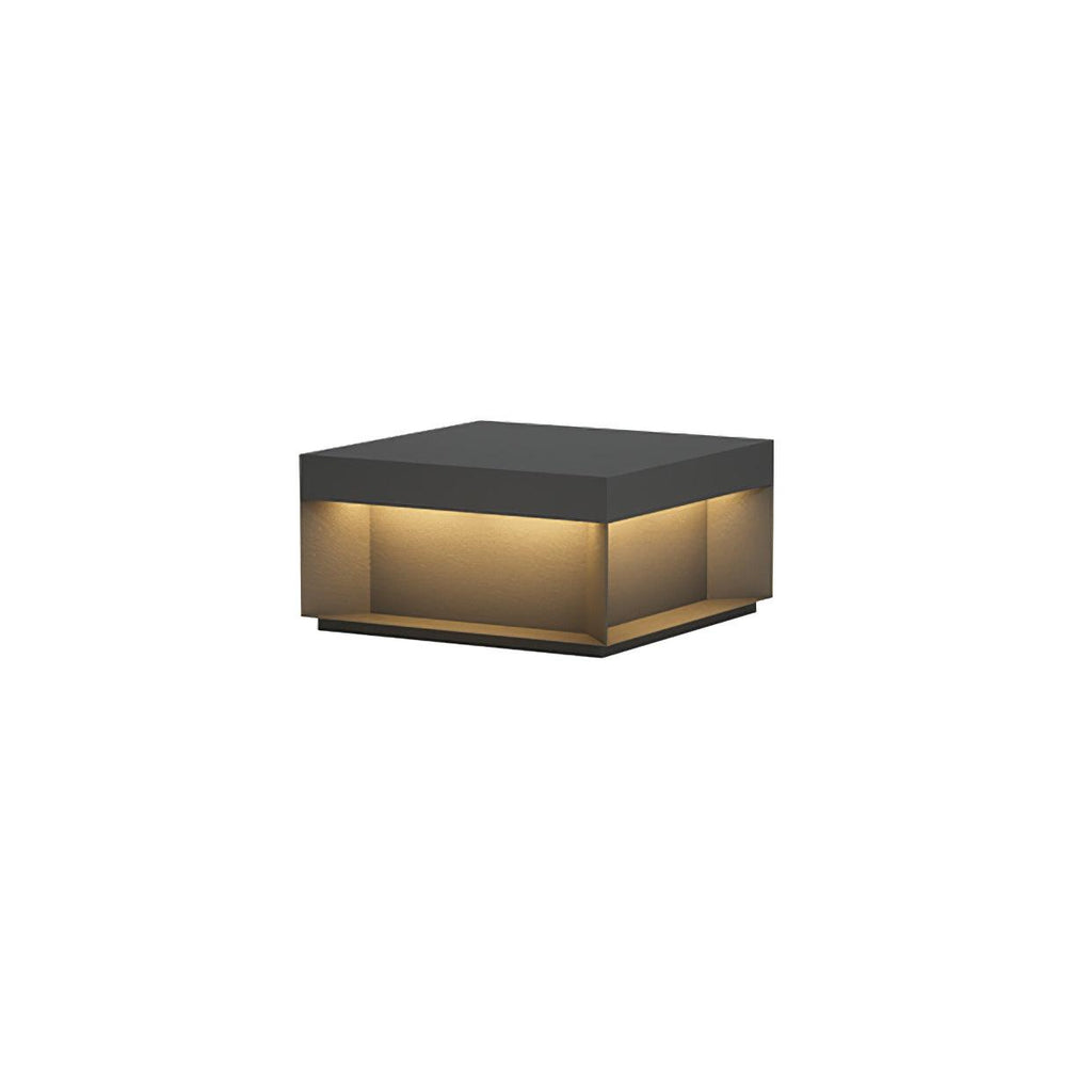 Outdoor-Gartenlampe Quadrat — Wasserdicht IP65 Pfostenleuchte Schwarz Metall & Mattiertes Glas — 20×20×10 cm / 30×30×15 cm / 40×40×20 cm / 50×50×35 cm — Solarpanel oder Netzanschluss — 3000K/4000K/6000K — Einfahrt, Terrasse, Weg & Zaun - Lamylie