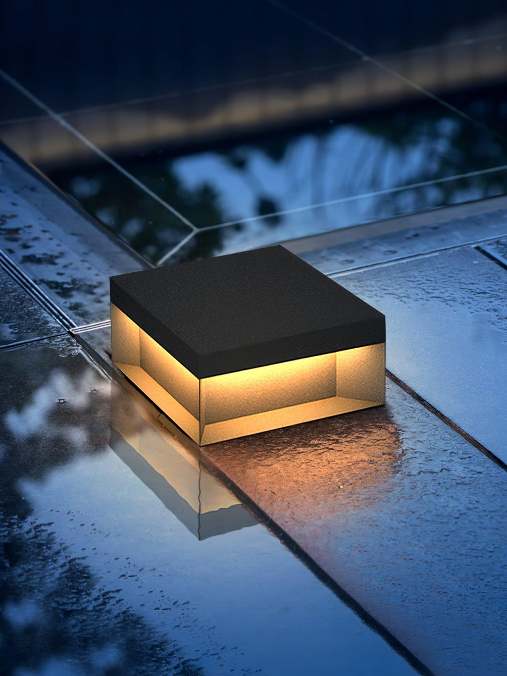 Outdoor-Gartenlampe Quadrat — Wasserdicht IP65 Pfostenleuchte Schwarz Metall & Mattiertes Glas — 20×20×10 cm / 30×30×15 cm / 40×40×20 cm / 50×50×35 cm — Solarpanel oder Netzanschluss — 3000K/4000K/6000K — Einfahrt, Terrasse, Weg & Zaun - Lamylie