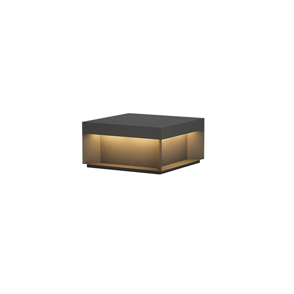 Outdoor-Gartenlampe Quadrat — Wasserdicht IP65 Pfostenleuchte Schwarz Metall & Mattiertes Glas — 20×20×10 cm / 30×30×15 cm / 40×40×20 cm / 50×50×35 cm — Solarpanel oder Netzanschluss — 3000K/4000K/6000K — Einfahrt, Terrasse, Weg & Zaun - Lamylie
