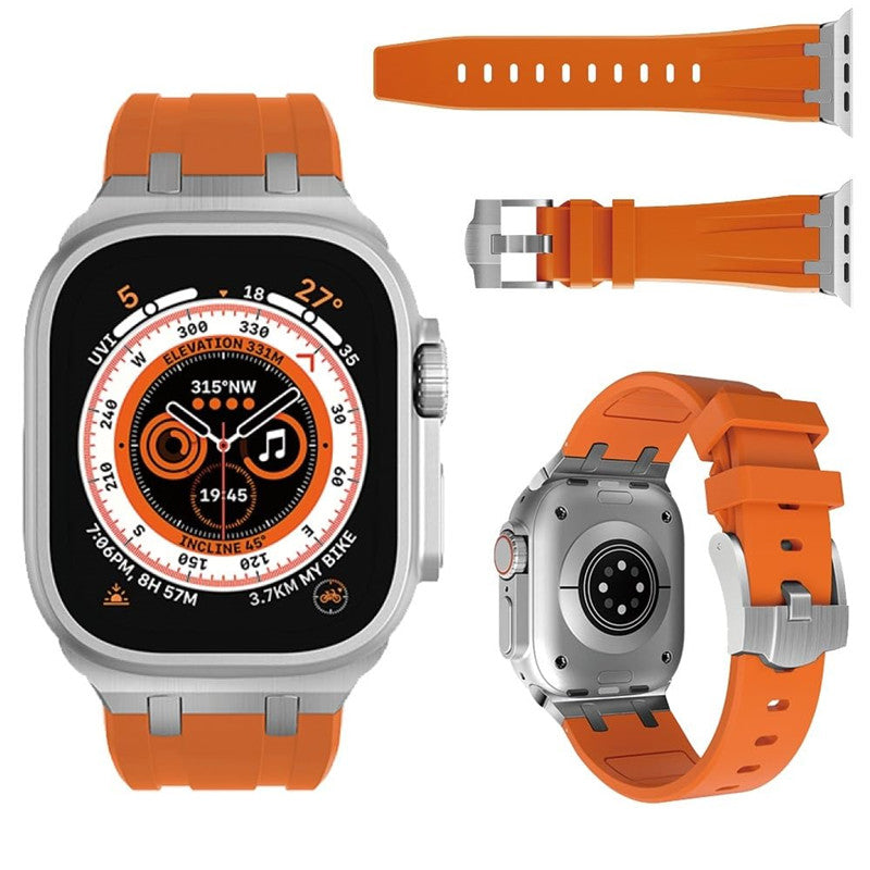 NovaFlex-armband i flytande silikon för Apple Watch Edition — polerad metallände