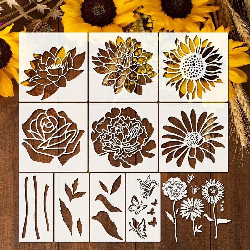 مجموعة قوالب زهور Artibloom — 10 قطع، قوالب دقيقة قابلة لإعادة الاستخدام