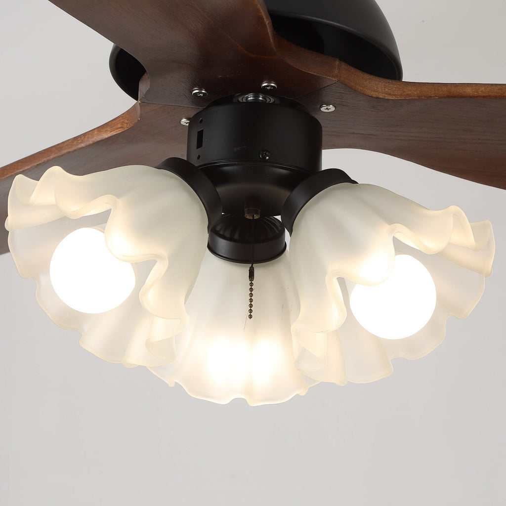 Ventilator de tavan cu iluminare | Ventilator scandinav cu lampă | Palete din lemn și iluminare LED - Lamylie