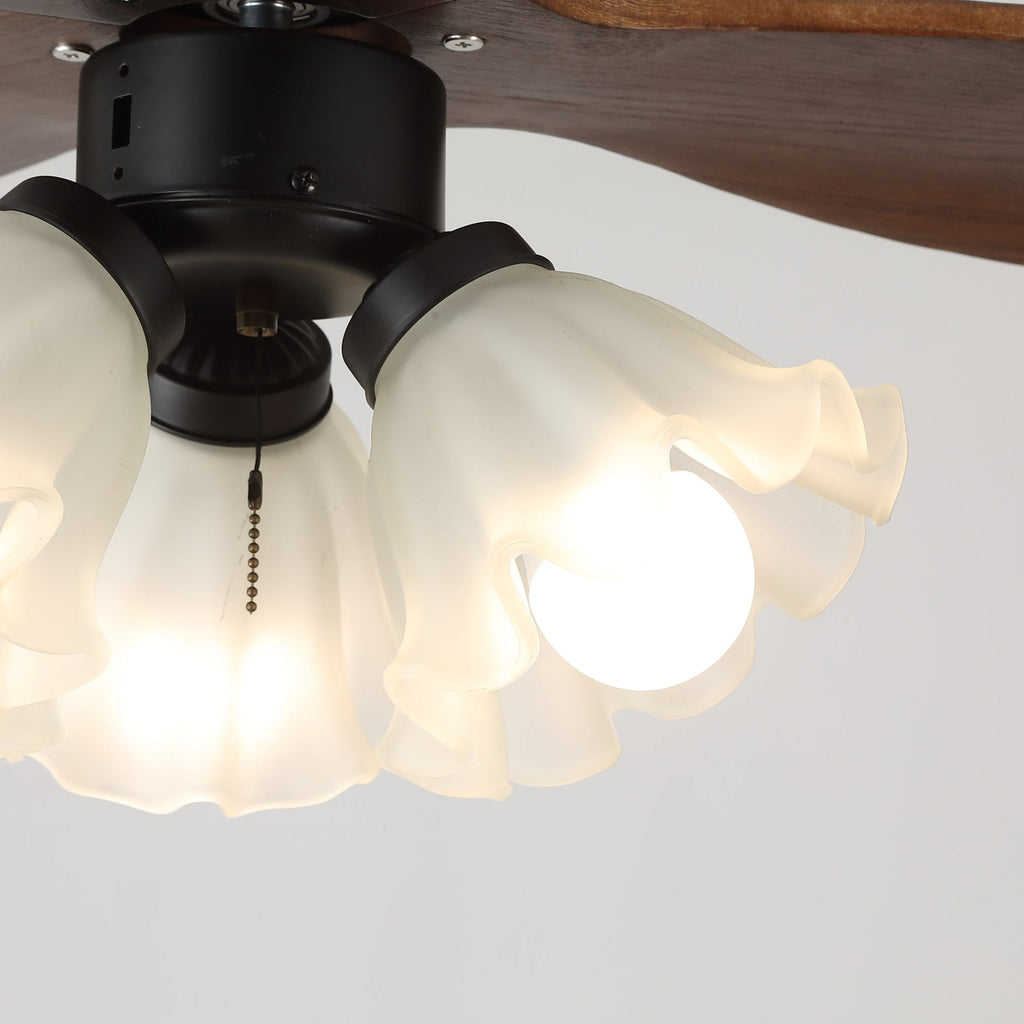 Ventilator de tavan cu iluminare | Ventilator scandinav cu lampă | Palete din lemn și iluminare LED - Lamylie