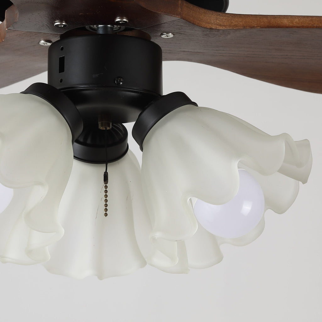 Ventilator de tavan cu iluminare | Ventilator scandinav cu lampă | Palete din lemn și iluminare LED - Lamylie