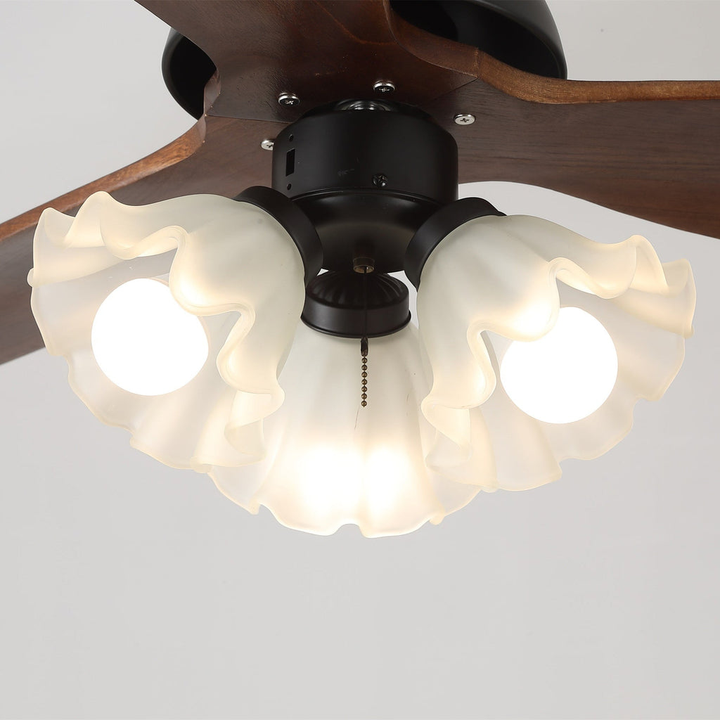 Ventilator de tavan cu iluminare | Ventilator scandinav cu lampă | Palete din lemn și iluminare LED - Lamylie