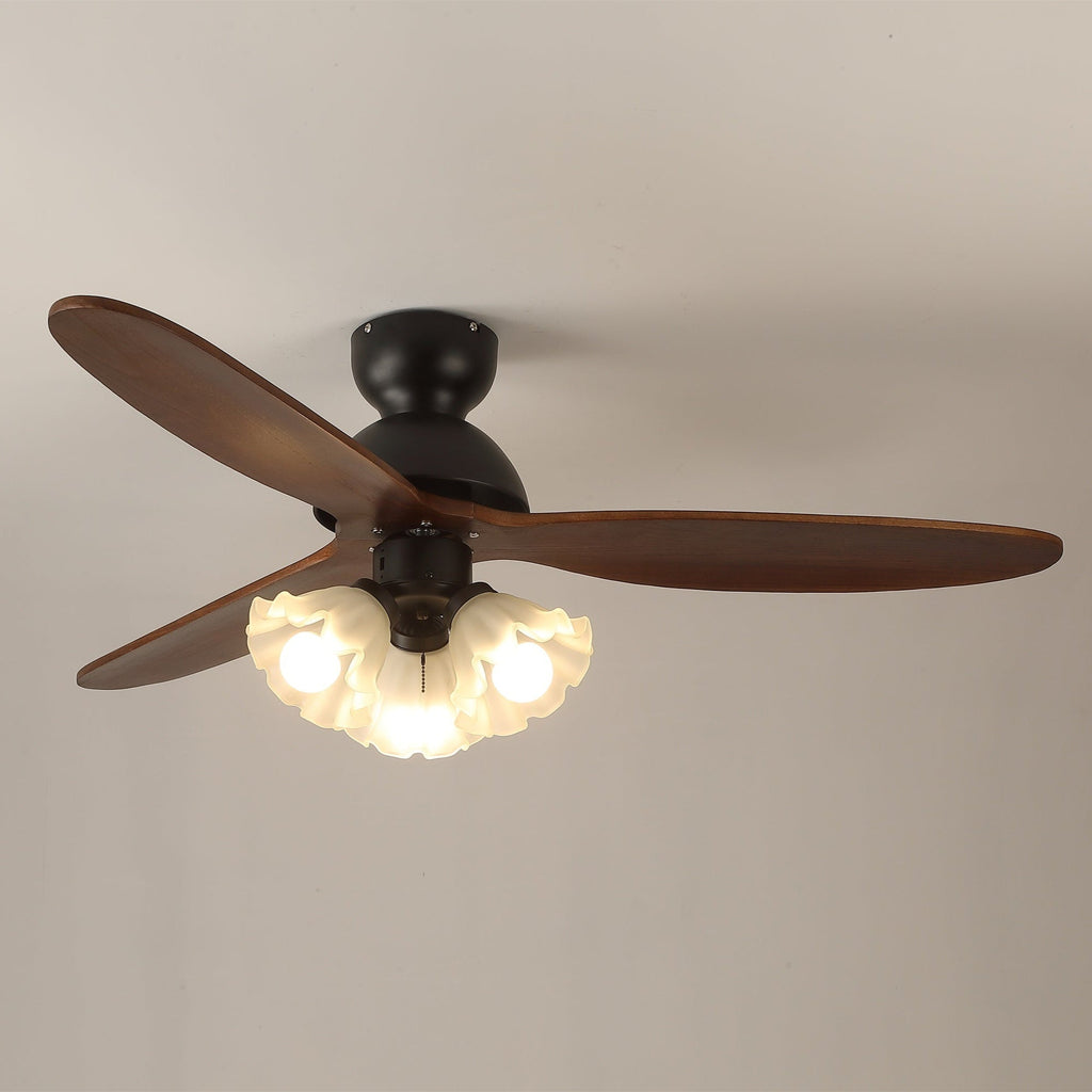 Ventilator de tavan cu iluminare | Ventilator scandinav cu lampă | Palete din lemn și iluminare LED - Lamylie