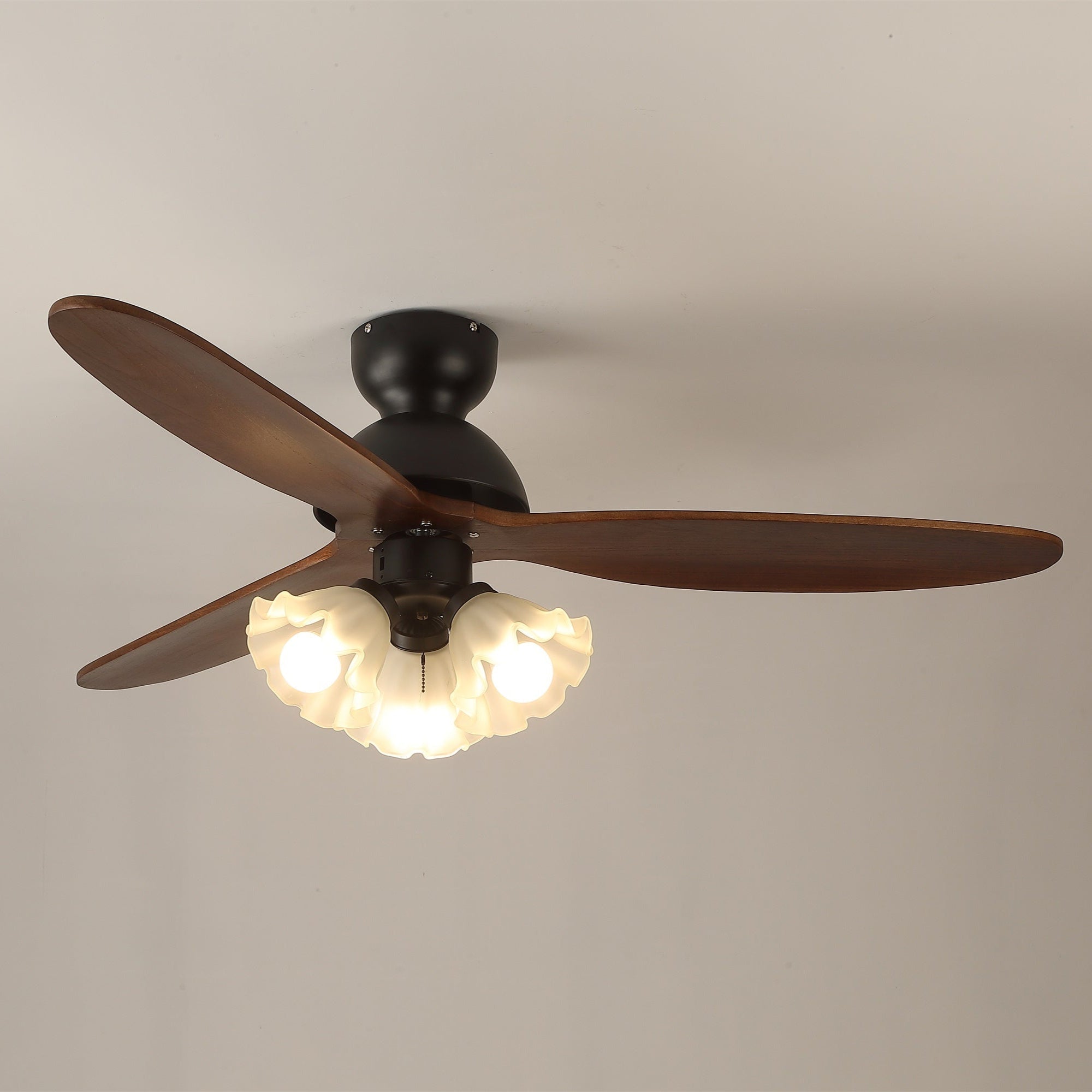 Ventilator de tavan cu iluminare | Ventilator scandinav cu lampă | Palete din lemn și iluminare LED - Lamylie