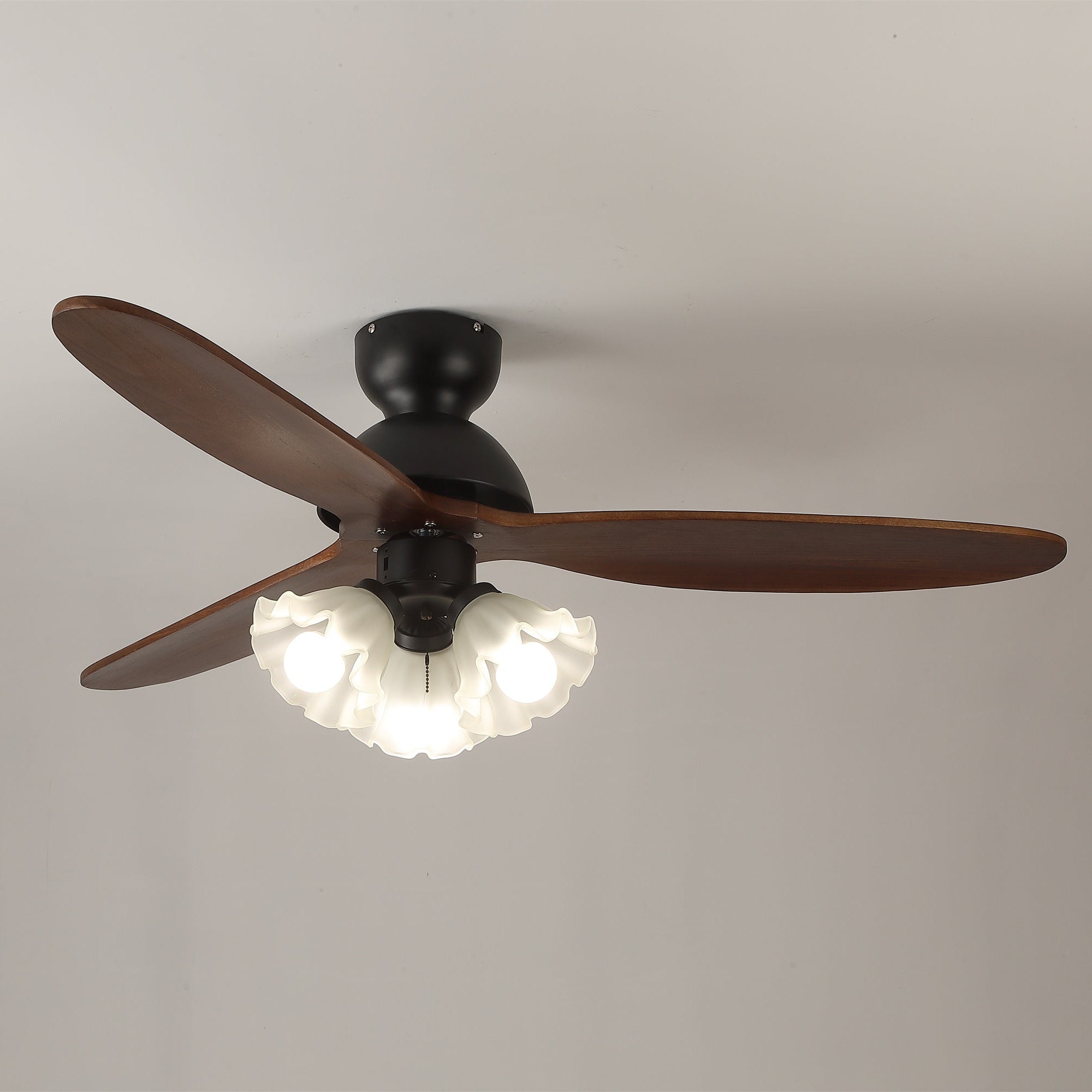 Ventilator de tavan cu iluminare | Ventilator scandinav cu lampă | Palete din lemn și iluminare LED - Lamylie